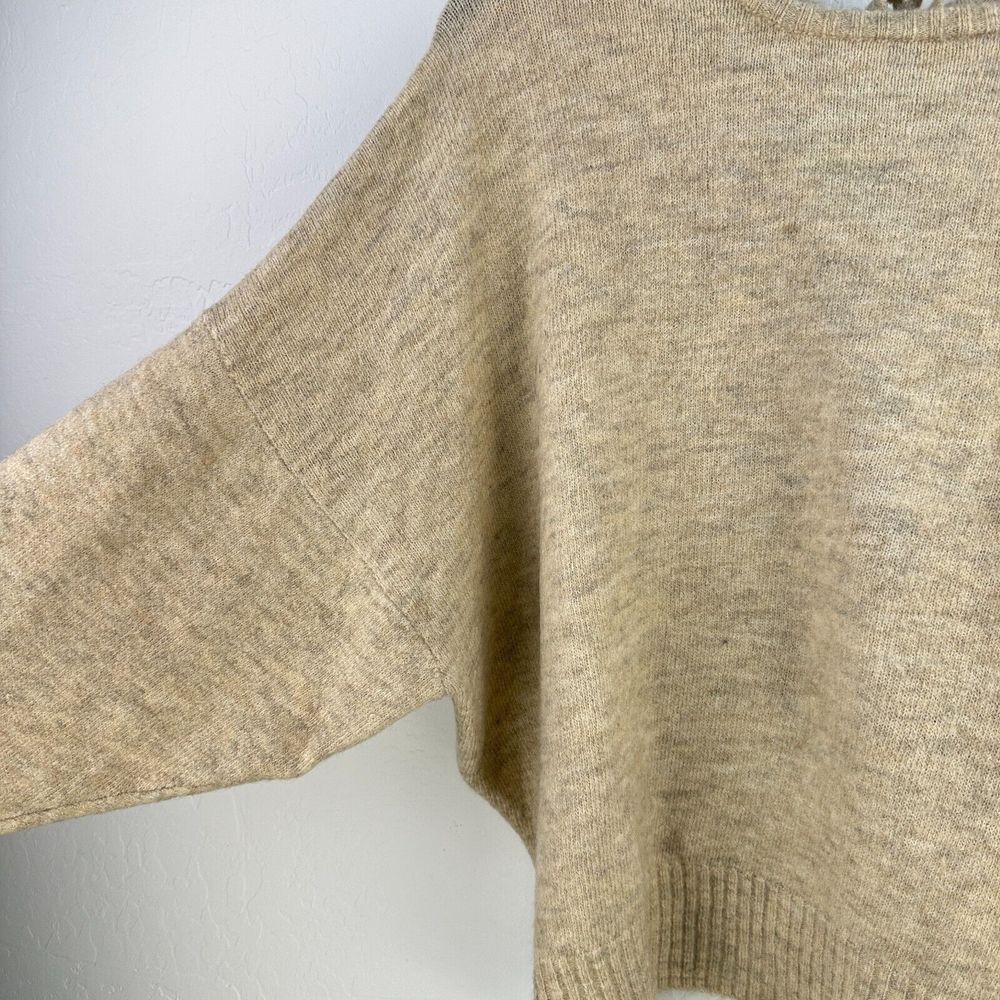 Dreamers Sweater Womens M/L Cream Knit Dolman Sleeve Open Back Ribbed Tie - Picture 3 of 6
